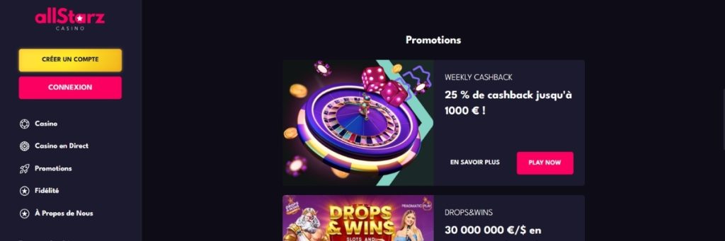 Allstarz casino bonus