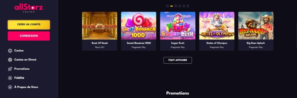 Allstarz casino jeux