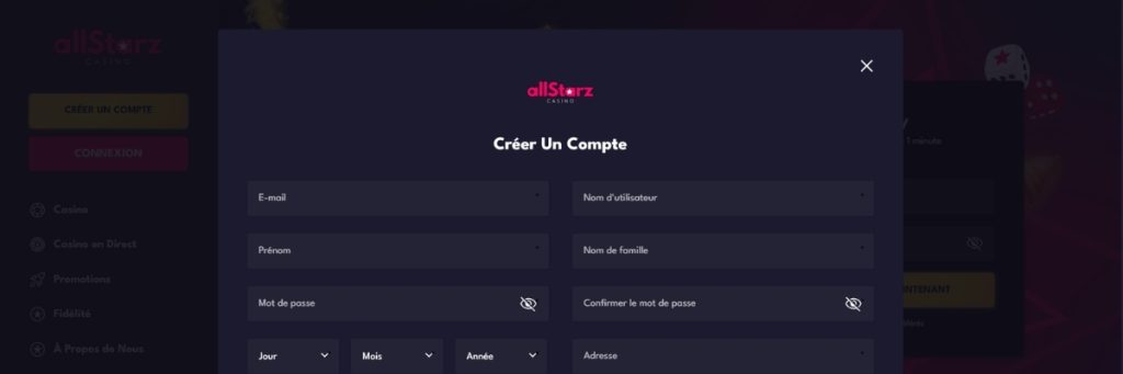 Allstarz casino sinscrire